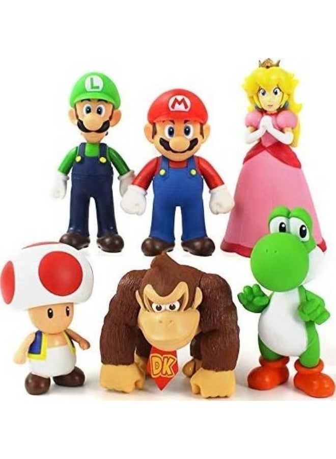 6 Pieces Large Size Super Mario Bros Action Figure Toy